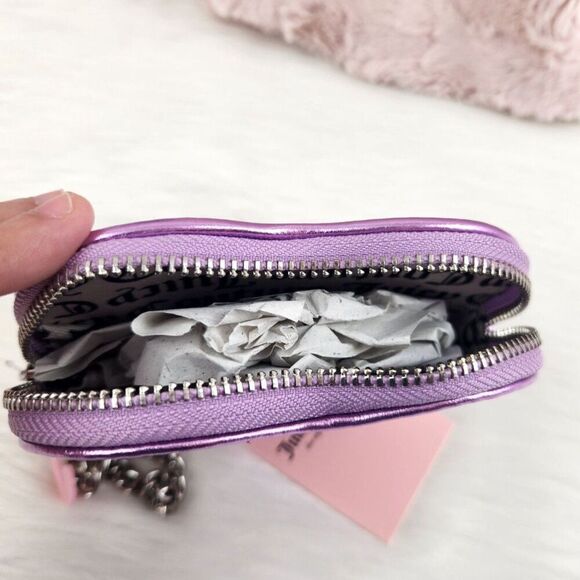 {Juicy Couture} Purple Velour Heart Zip Around Wallet - Picture 3 of 4